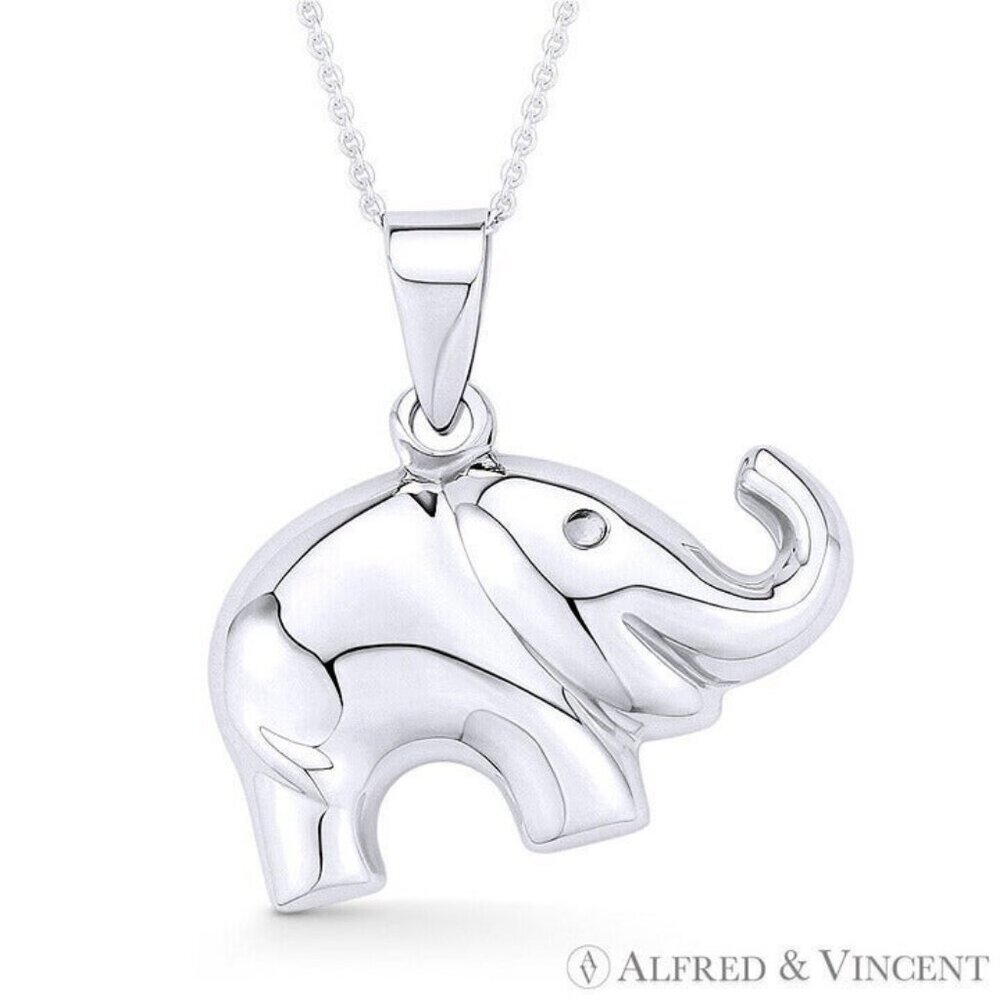 Elephant Animal Charm Pendant in .925 Sterling Silver